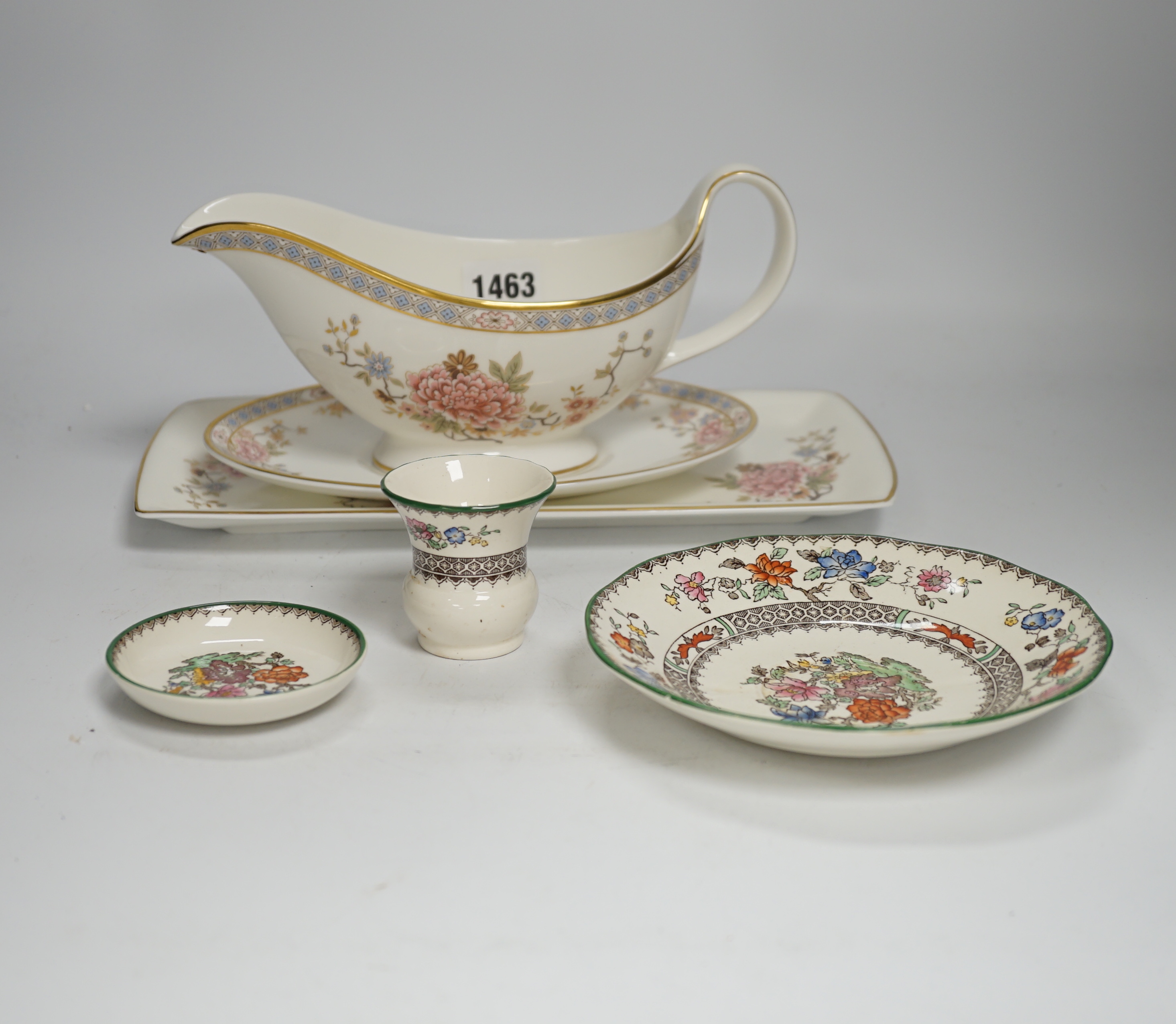 A Royal Doulton ‘Canton’ pattern tea and dinner service for eight and a small part set of Copeland Spode ‘Chinese Rose’